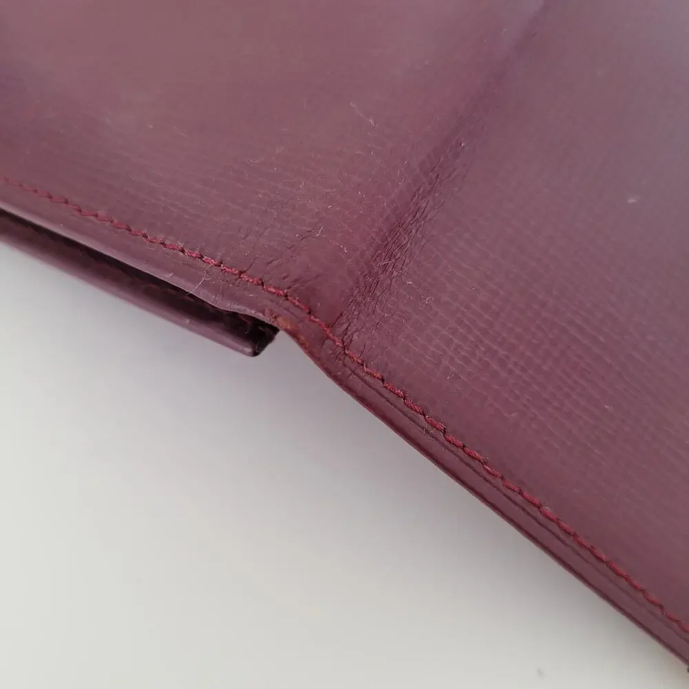 Cartier Vintage Mini Coin Holder‎ Wallet Bordeaux Leather Small Red Burgundy